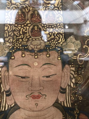 Lot 1108 - Tibetan Thangka, gouache on silk, portrait of...