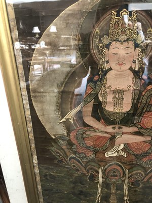 Lot 1108 - Tibetan Thangka, gouache on silk, portrait of...