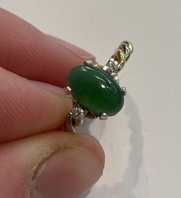 Lot 36 - An 18 Carat Two Colour Gold Jade and Diamond...