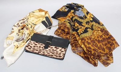 Lot 213 - Large Salvatore Ferragamo leopard print silk...