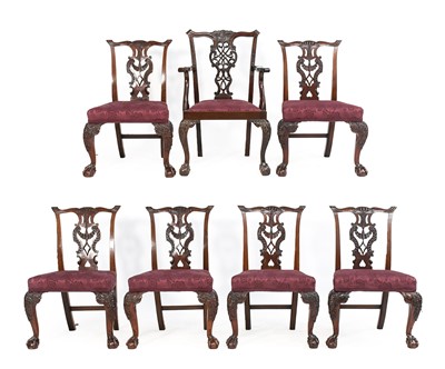 Lot 799 - A Set of Six Chippendale-Style Carved Mahogany...