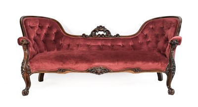 Lot 886 - A Victorian Rosewood-Framed Three-Seater Sofa,...