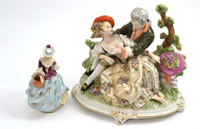 Lot 94 - A modern Dresden porcelain figure group and another