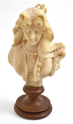 Lot 95 - Carved alabaster bust of a maiden