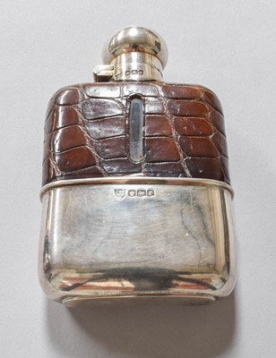 Lot 108 - A George V Silver-Mounted Glass Hip-Flask, by...