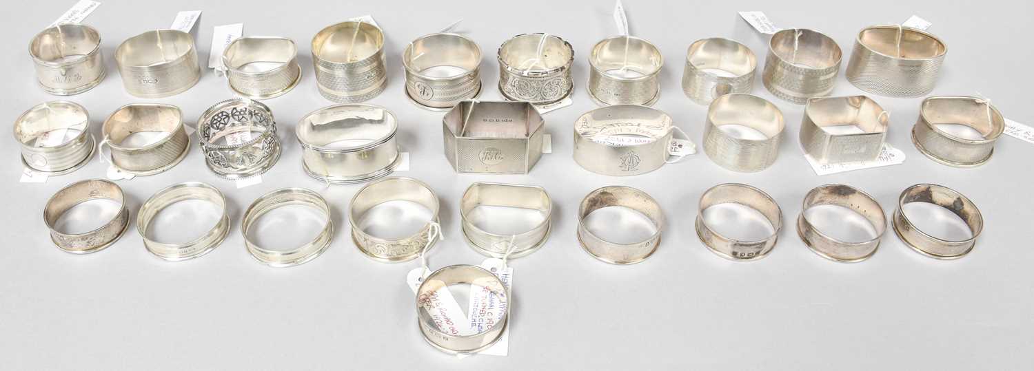 Lot 23 - A Collection of Assorted Silver Napkin-Rings,...