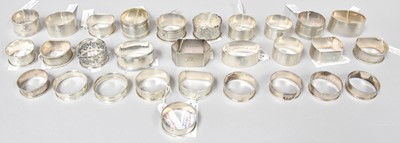 Lot 23 - A Collection of Assorted Silver Napkin-Rings,...