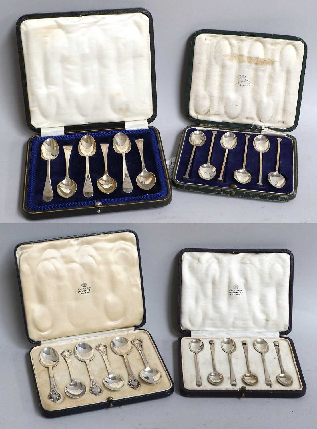 Lot 45 - Four Cased Sets of Six Silver Teaspoons or...