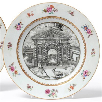 Lot 161 - A Chinese Porcelain Topographical Plate, en suite to the previous lot, 23cm diameter