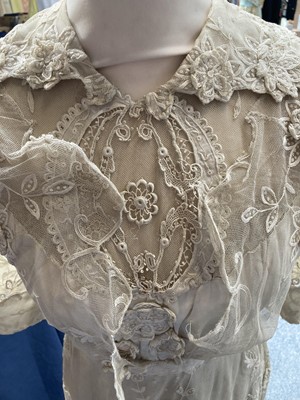 Lot 2007 - Circa 1900s Wedding Dress in white silk...