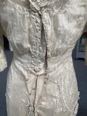 Lot 2007 - Circa 1900s Wedding Dress in white silk...