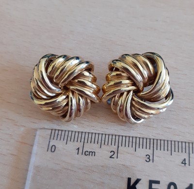 Lot 2177 - A Pair of 9 Carat Gold Earrings formed of...