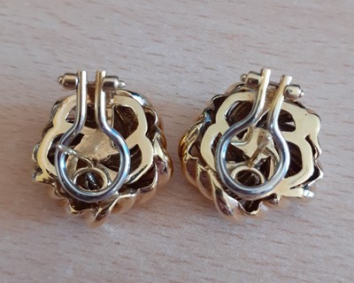 Lot 2177 - A Pair of 9 Carat Gold Earrings formed of...