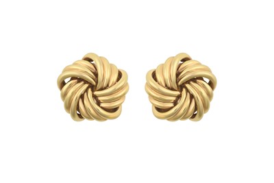 Lot 2177 - A Pair of 9 Carat Gold Earrings formed of...