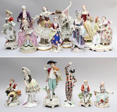 Lot 173 - A Collection of Continental Porcelain Figures,...