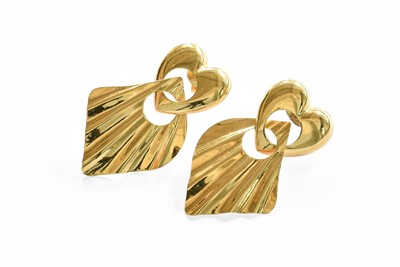 Lot 84 - A Pair of Drop Earrings, stamped '750', with...