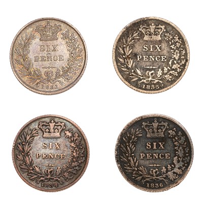 Lot 73 - 4x William IV Sixpences, comprising: 1831,...