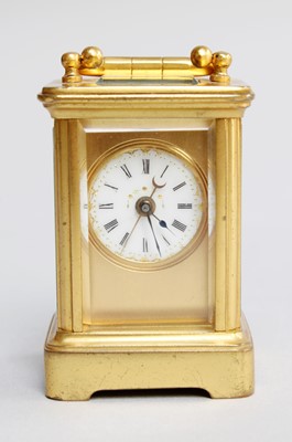 Lot 227 - A Small Brass Alarm Carriage Timepiece, alarm...