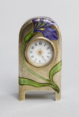 Lot 228 - A Floral Enamel Decorated Miniature Timepiece,...