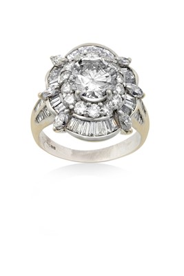 Lot 2236 - An 18 Carat White Gold Diamond Cluster Ring...