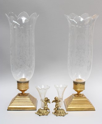 Lot 171 - Halcyon Days, a pair of gilt metal and glass...
