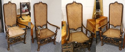 Lot 1107 - A Set of Four Cane Armchairs, in the...