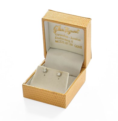 Lot 66 - A Pair of Diamond Solitaire Earrings, the...