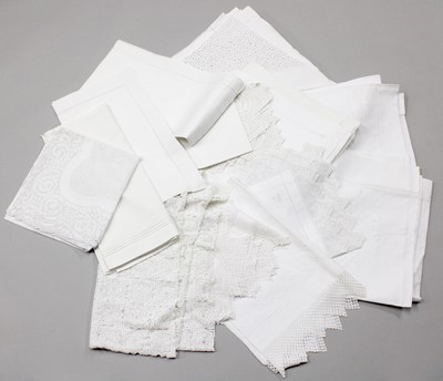 Lot 2024 - Assorted White Linen Table Linen, comprising...