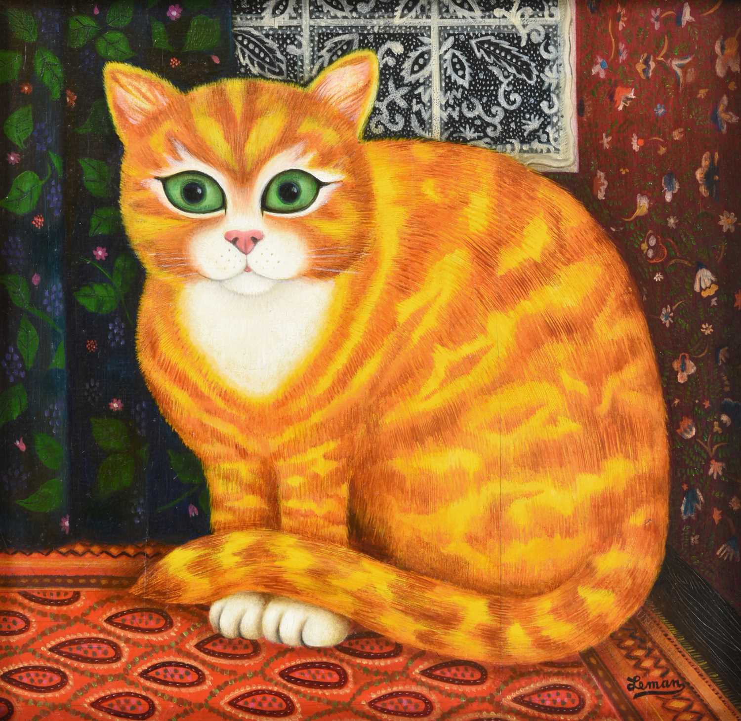 Lot 94 - Martin Leman RBA, RWS (b,1934) "Cat with Green...