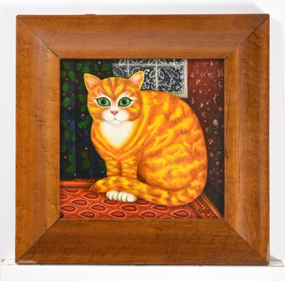 Lot 94 - Martin Leman RBA, RWS (b,1934) "Cat with Green...