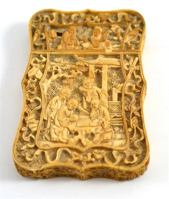 Lot 131 - Chinese carved ivory card case (a.f.)