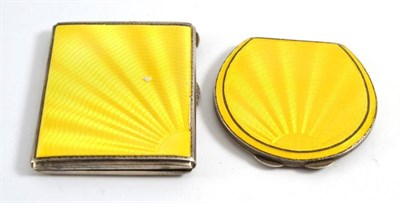 Lot 139 - Silver and enamel cigarette case and compact