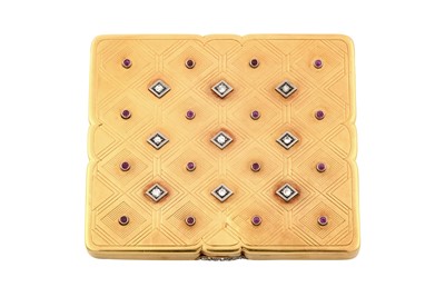 Lot 2072 - A French Diamond and 'Gem'-Set Gold Compact