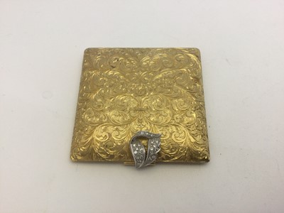 Lot 2075 - A Continental Diamond-Set Two-Colour Gold Compact