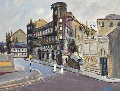 Lot 40 - Fred Yates (1922-2008) "Town Buildings, Hayle"...
