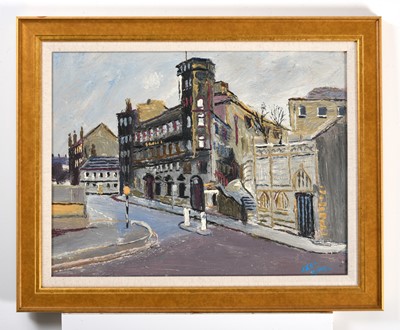 Lot 40 - Fred Yates (1922-2008) "Town Buildings, Hayle"...