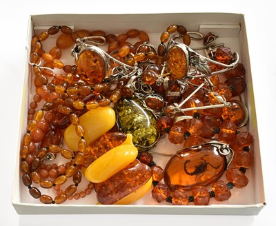 Lot 102 - A Quantity of Amber and Amber Type Jewellery,...