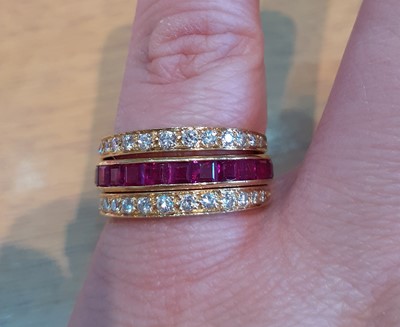 Lot 2068 - An 18 Carat Gold Ruby, Sapphire and Diamond...