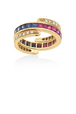 Lot 2068 - An 18 Carat Gold Ruby, Sapphire and Diamond...