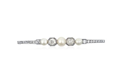 Lot 2209 - A Split Pearl and Diamond Brooch the tapered...