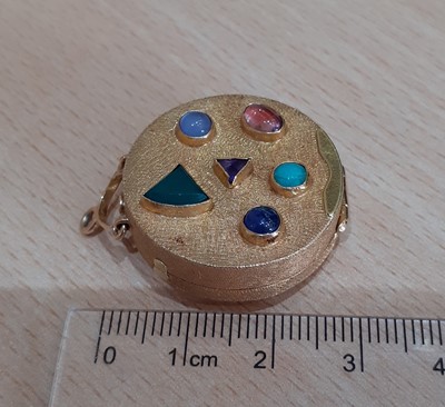 Lot 2003 - A Multi-Gem Set Pendant the circular yellow...