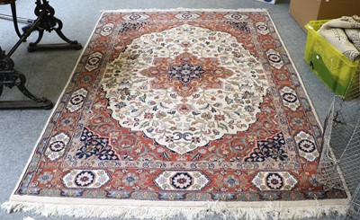 Lot 1000 - An Indian Rug, the ivory field of vines...