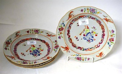 Lot 166 - A Set of Four Chinese Porcelain Soup Plates, Qianlong, painted in famille rose enamels with a...