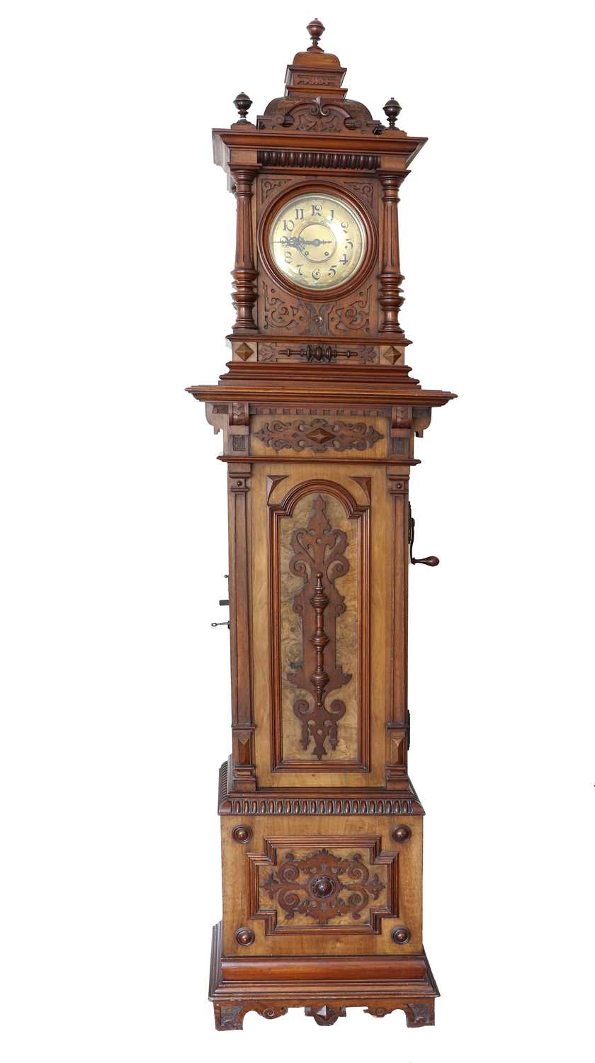 Lot 60 - A Superb  Symphonion Style No. 30ST 13.1/2-inch Upright Longcase Disc Musical Box Timepiece