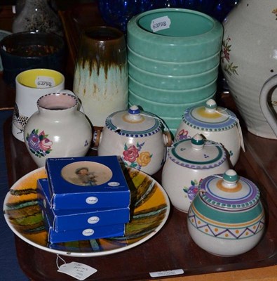 Lot 164 - Poole pottery preserve jars, Poole pottery vase, Hummel Goebel dishes etc