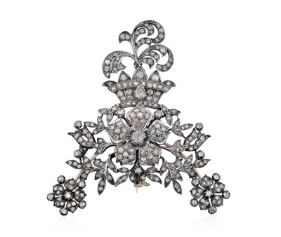 Lot 2213 - A Diamond Brooch the central flower head...