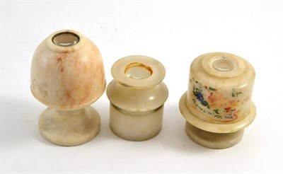 Lot 171 - Three Victorian alabaster peep viewers or peep eggs, one with a view of Clifton suspension...