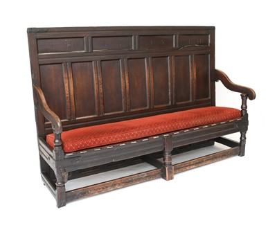 Lot 698 - A 17th Century Joined Oak Settle, dated 1686...