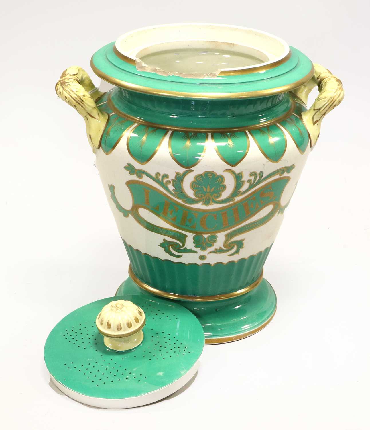 Lot 86 - A Samuel Alcock & Co., Cobridge, Staffordshire Earthenware Pharmacy Leech Jar And Cover