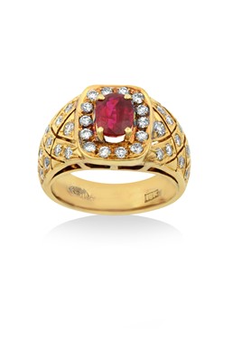 Lot 2248 - A Ruby and Diamond Cluster Ring the...